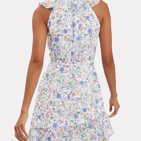 Saloni Cece white floral ruffle mini dress size 0 - Picture 5 of 7